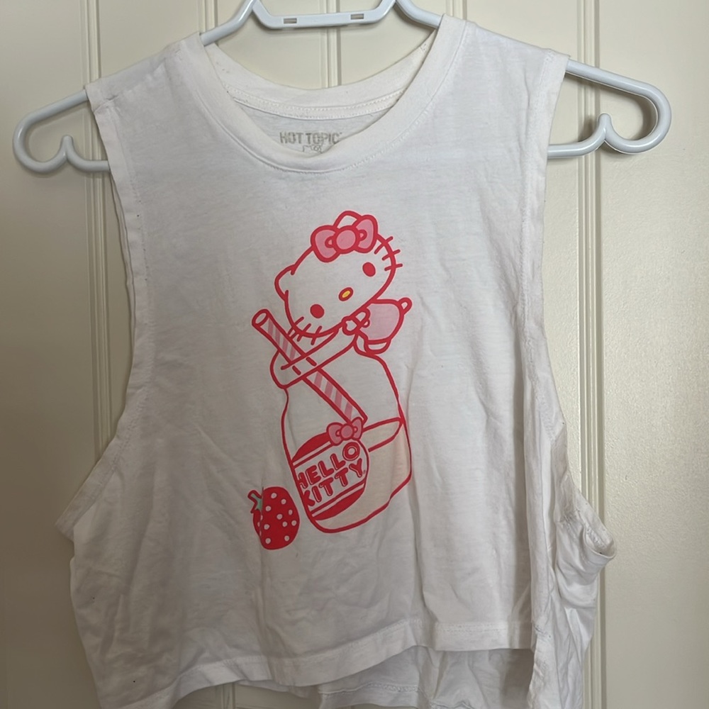 Hello Kitty Hot Topic Strawberry Milk Crop Tank Top